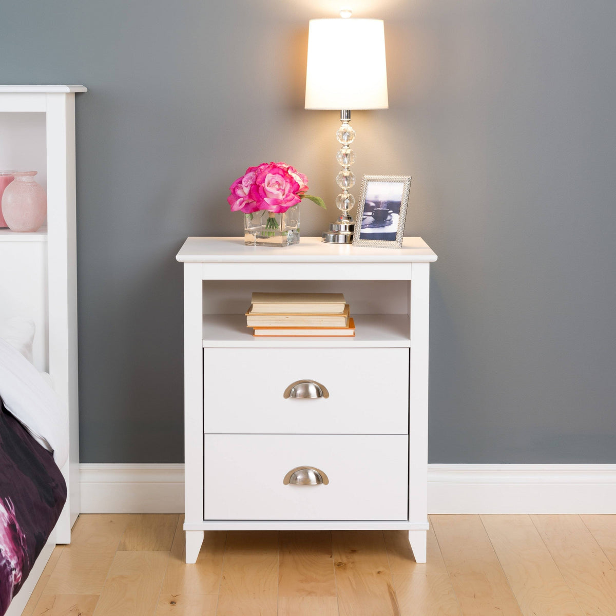 White 2 Drawer Accent Table J5266