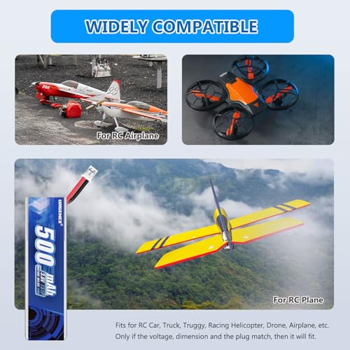 1S 500mAh 3.8V HV Lipo Battery 80C RC Drone Battery with PH2.0 Plug H476972
