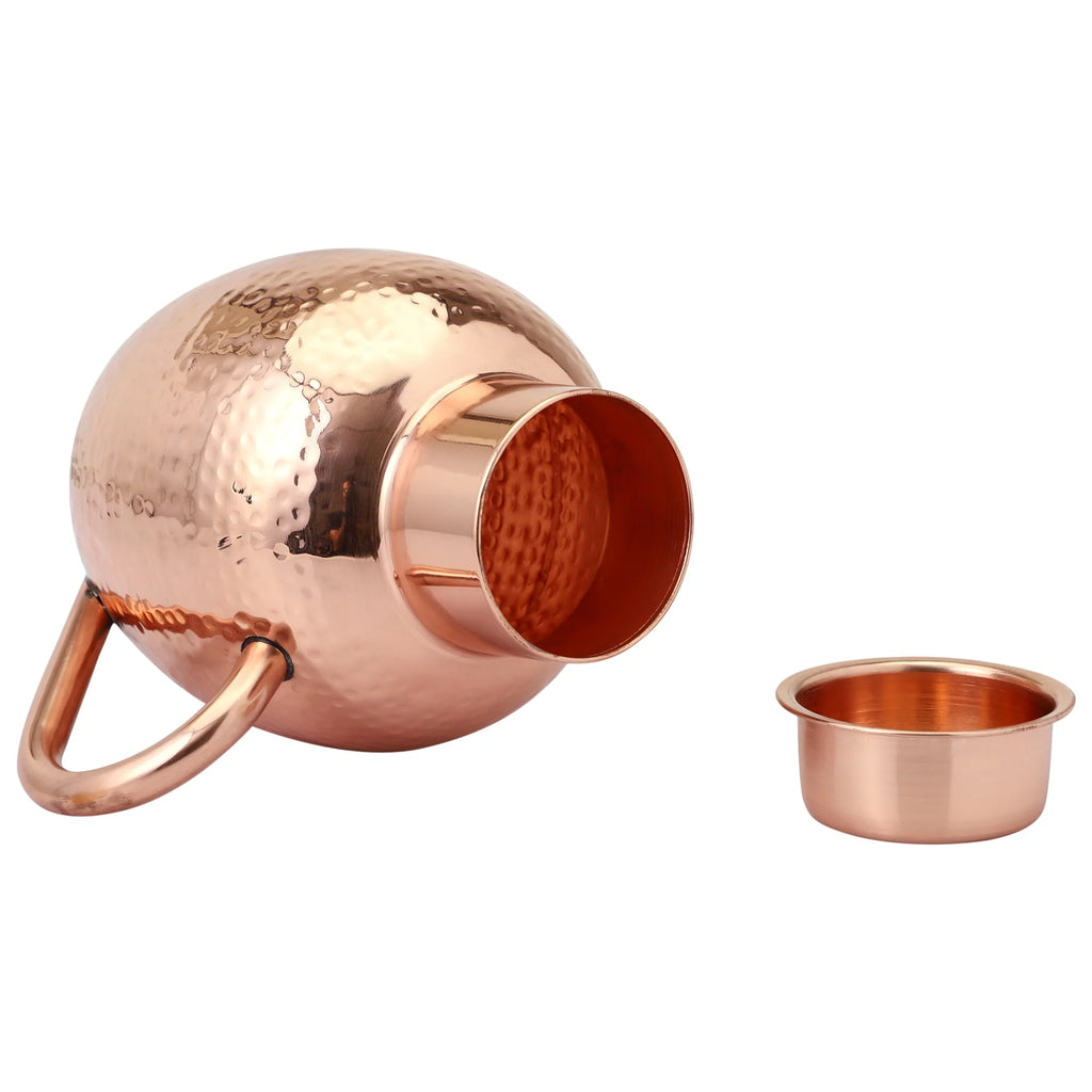 Copper Pitcher with Bowl, Hammered Jug, 50.7 US Fl Oz (1.5 Lt.) M957922