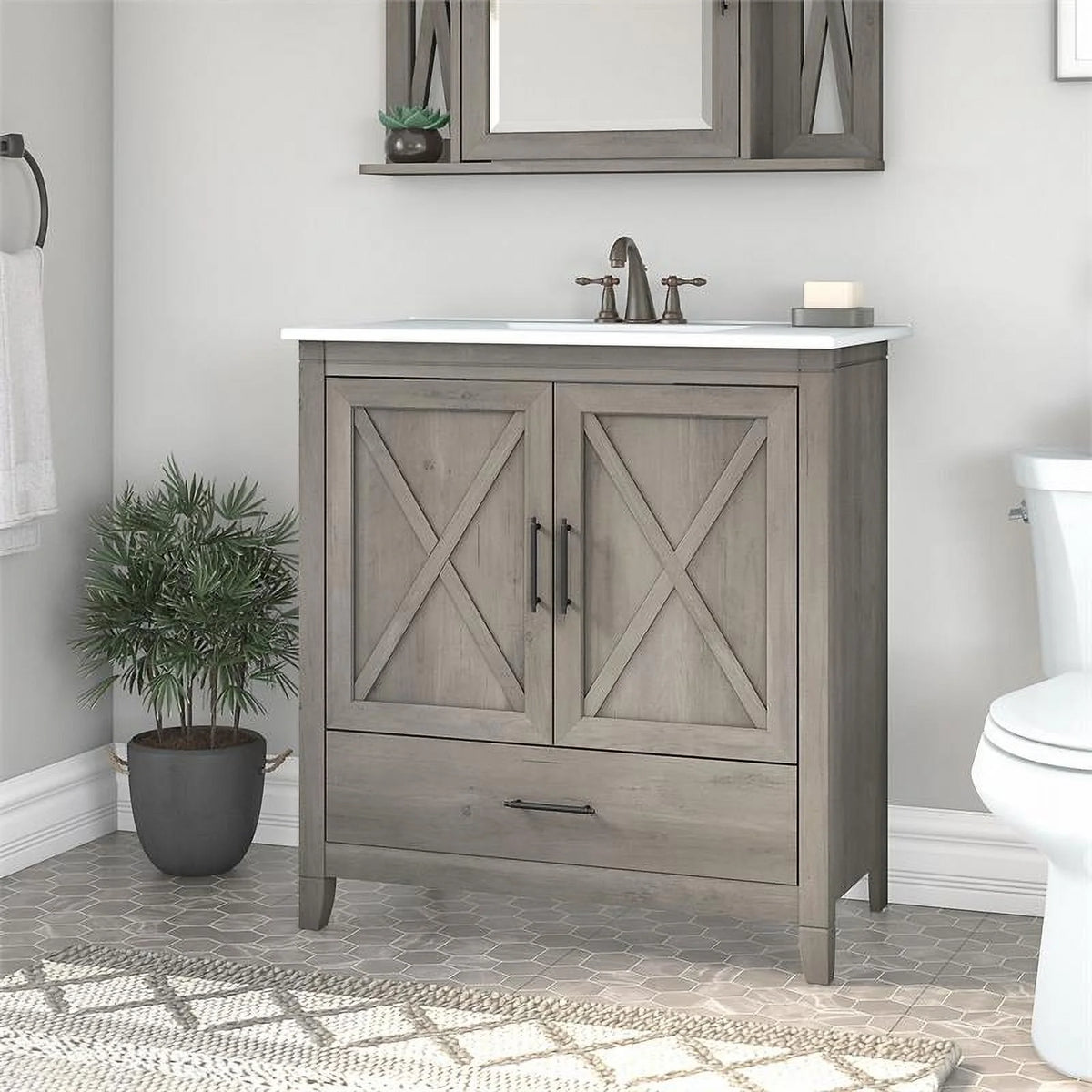 Driftwood Gray Bathroom Vanity with Sink J609