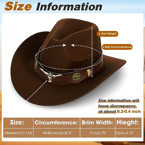 4 Pcs Felt Wide Brim Cowboy Hat D6531