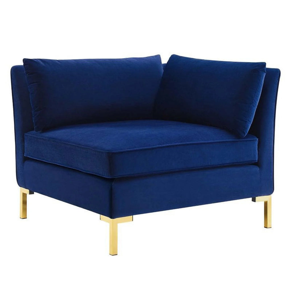 Navy Velvet Upholstered Corner Sectional Chair D60362