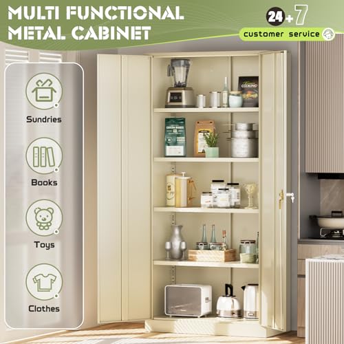 72” Black Metal Storage Cabinet with Adjustable Shelves D85088