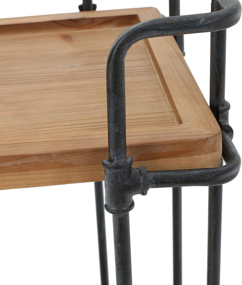 Antique Finish Firwood and Iron Coffee Cart L42833
