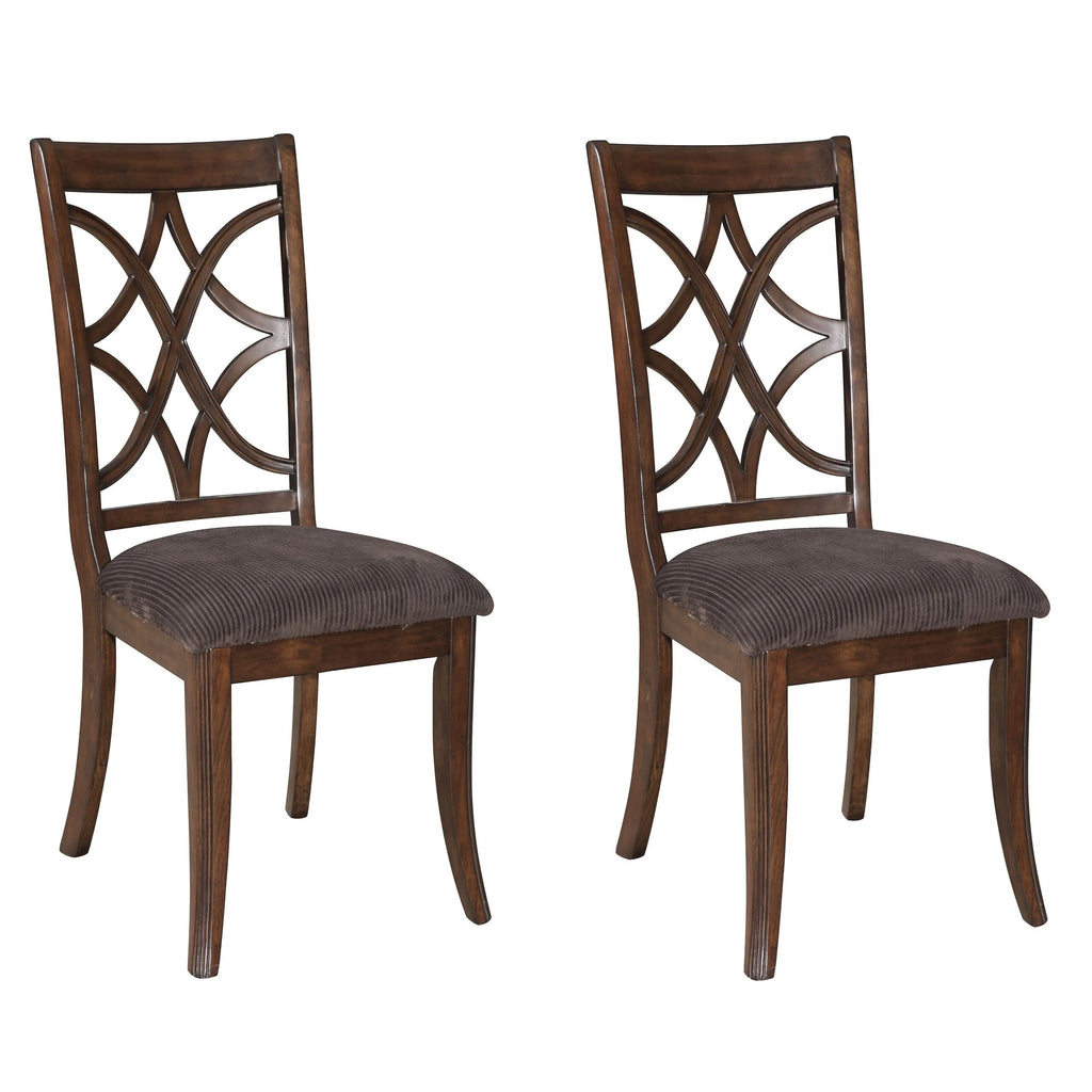 Brown and Dark Walnut Cross Back Side Chairs Set of 2 V280
