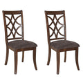 Brown and Dark Walnut Cross Back Side Chairs Set of 2 V280