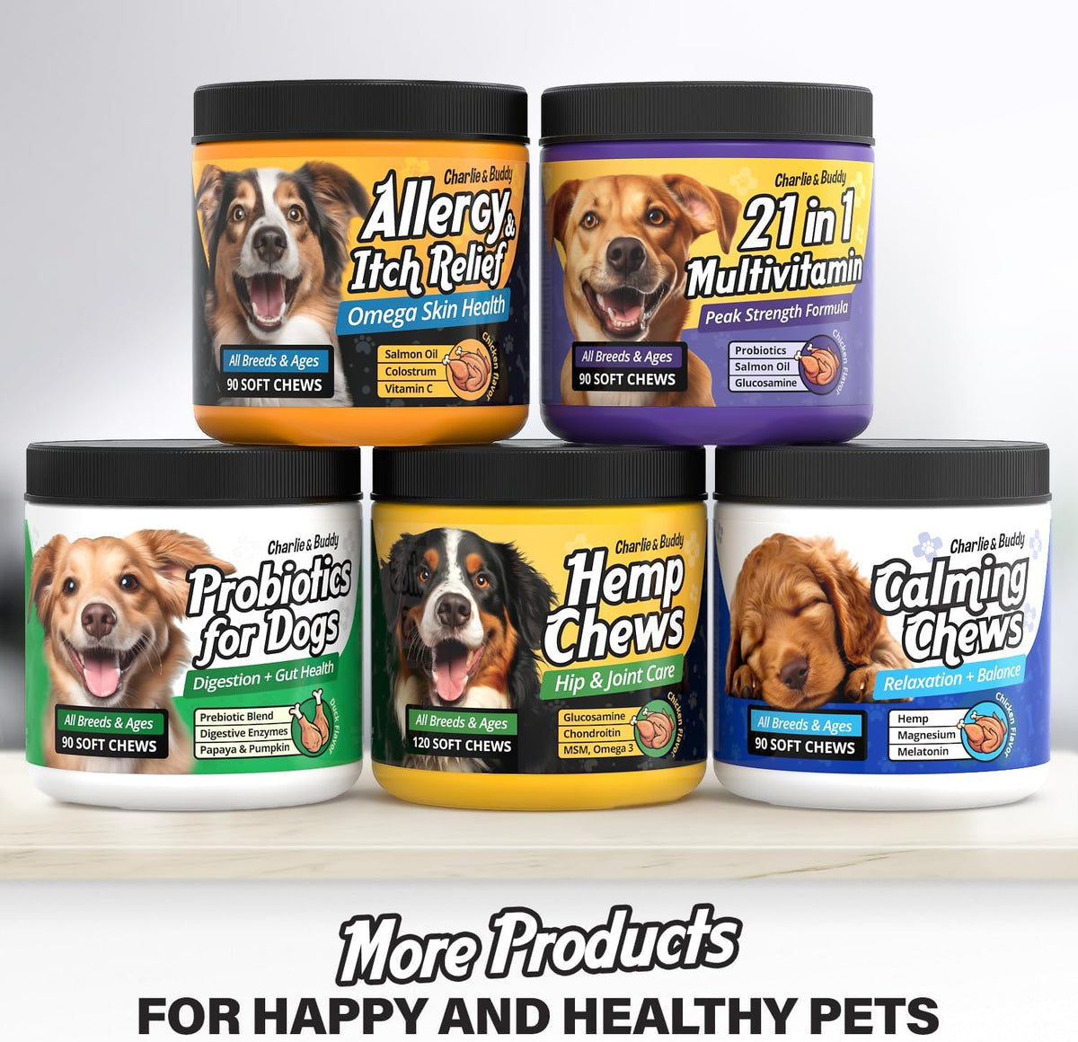 90 Soft Chews Chicken Flavor Dog Allergy Chews with Omega 3 Fish Oil G41193