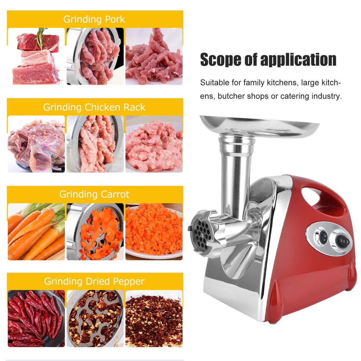 2800W Stainless Steel Electric Meat Grinder and Sausage Stuffer X584174