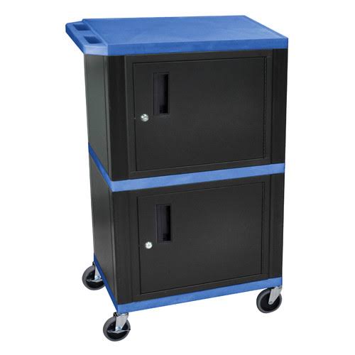 Mobile Printer Stand with Cabinet Storage, Blue H81924