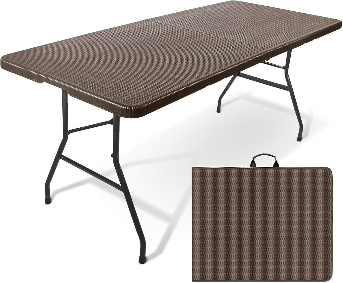 6 Feet Brown Folding Plastic Table U47121