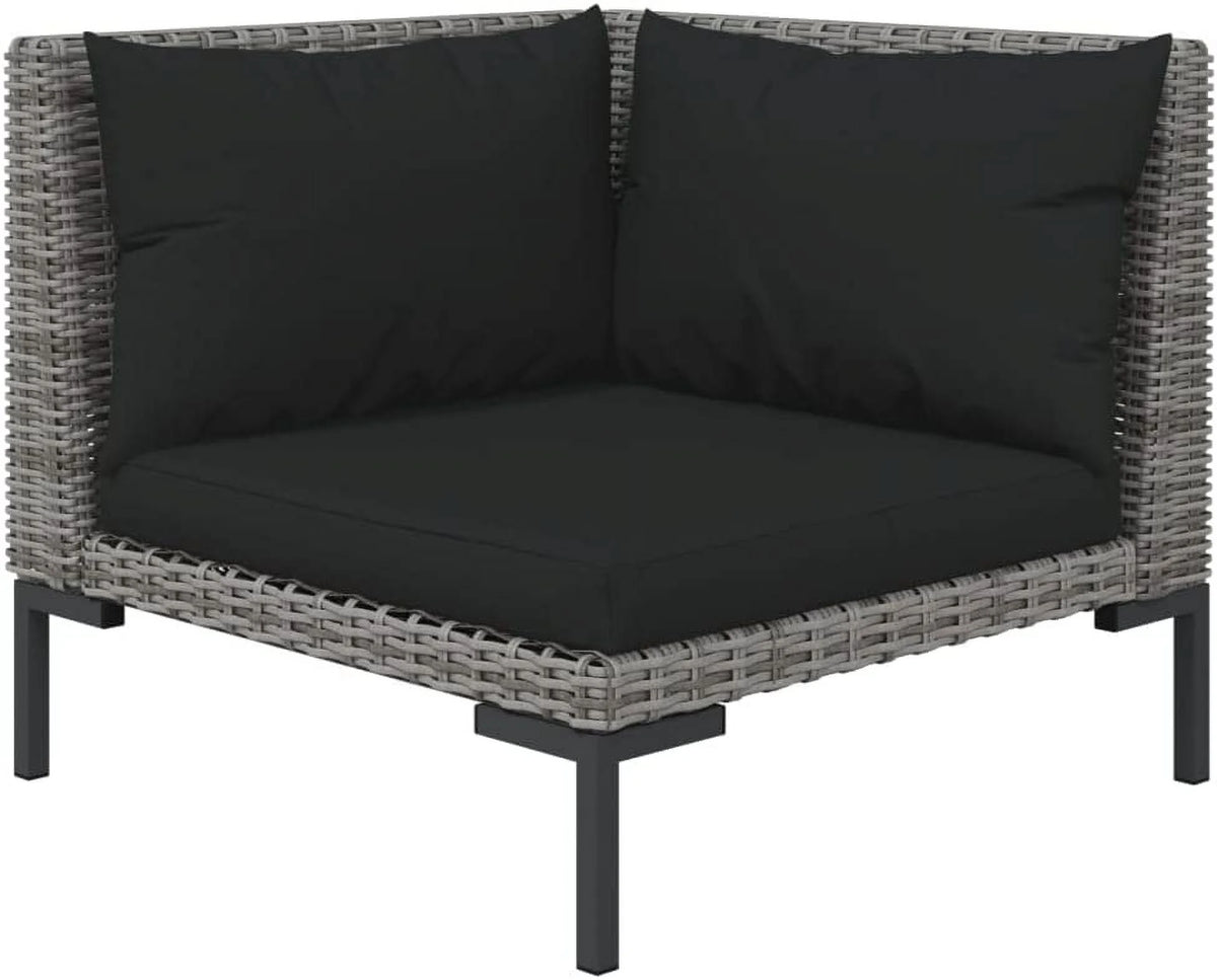 12 Piece Patio Lounge Set with Cushions Poly Rattan Dark Gray H357