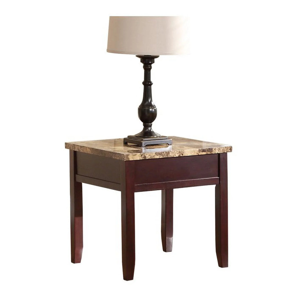 Dark Cherry Faux Marble Top End Table K52641