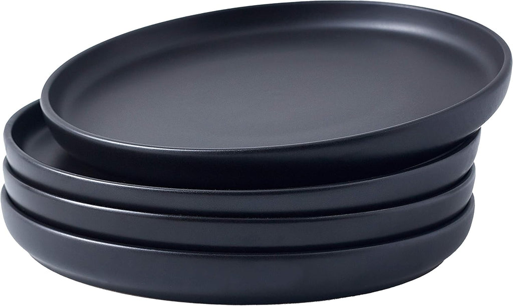 Matte 11-inch Ceramic Large Round Serving Plates and 5 Quart Cast Iron Double Dutch Oven Set with 10 inch Skillet Lid S613148