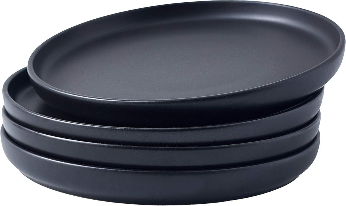 Matte 11-inch Ceramic Large Round Serving Plates and 5 Quart Cast Iron Double Dutch Oven Set with 10 inch Skillet Lid S613148