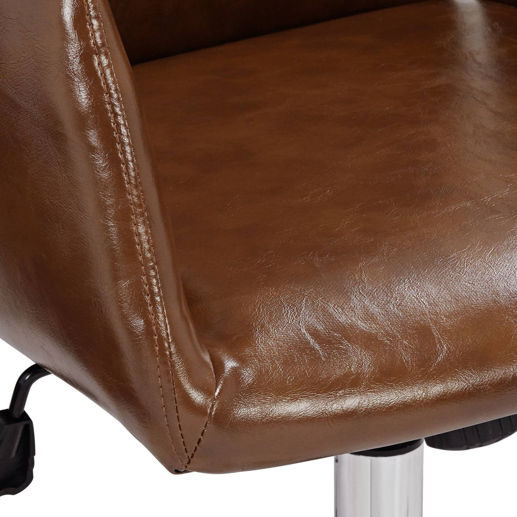 Brown Faux Leather Swivel Office Chair E468084