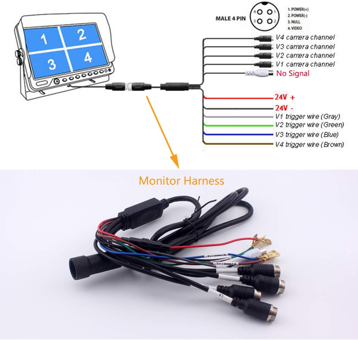 9 inch Quad Split Screen Heavy Vehicle Safety Camera System Z104152