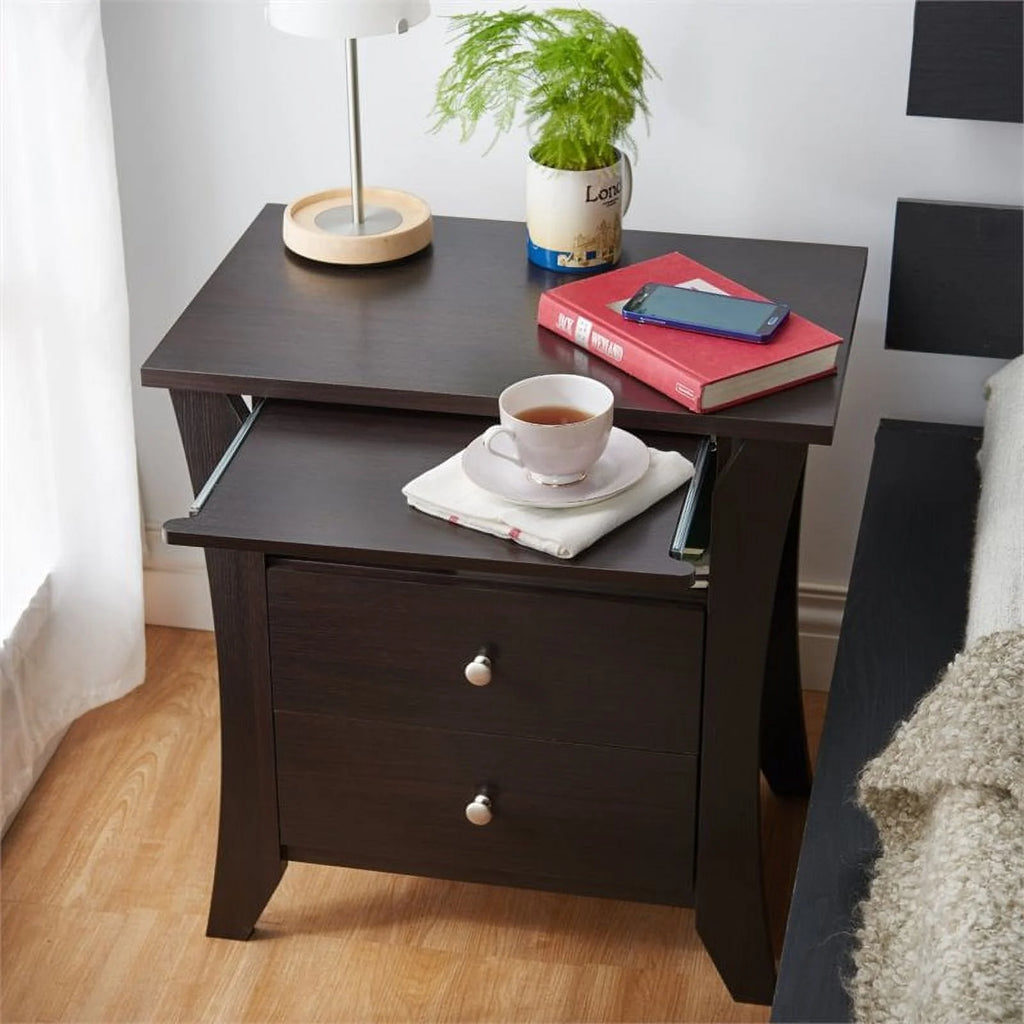 Wood 2-Drawer End Table with Tray in Espresso J31103
