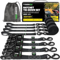 Heavy Duty Ratchet Straps 4-Pack 1.6 Inch x 8 Feet Black N36147
