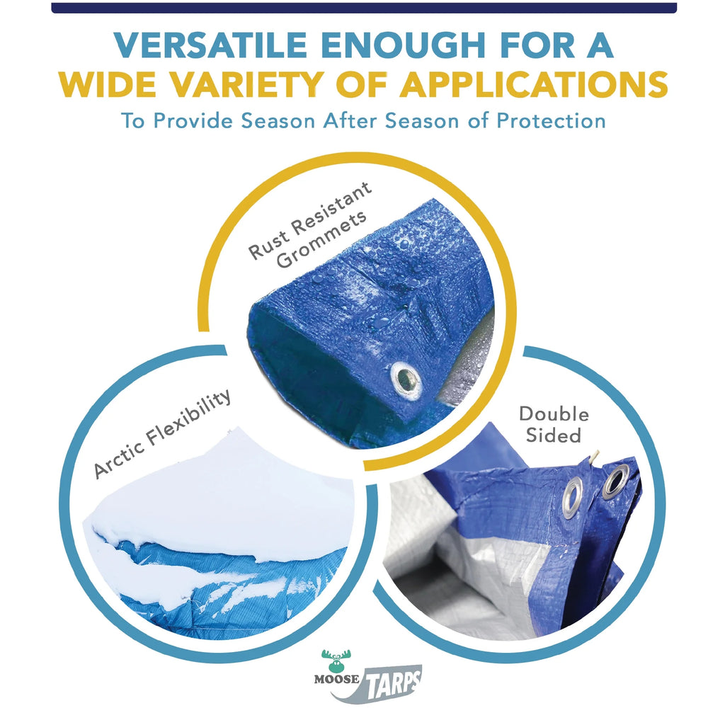 15' x 15' Waterproof Blue Poly Tarp with Grommets W36203