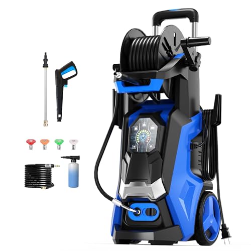 Electric Pressure Washer 5000PSI-Max 3.6GPM Touch Screen 4 Nozzles Blue A693
