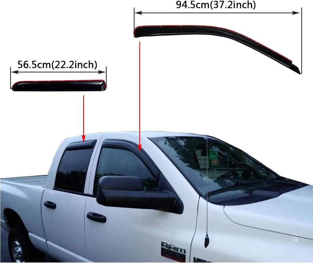 Dark Smoke Shatterproof 4 PCS In-Channel Side Window Visor Deflector Rain Guard Y766