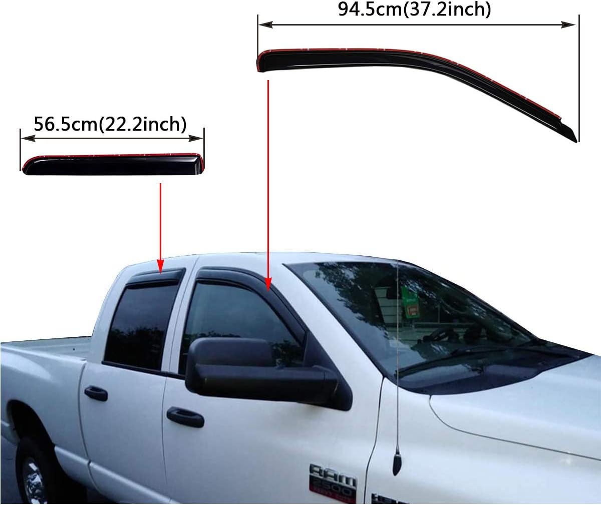 Dark Smoke Shatterproof 4 PCS In-Channel Side Window Visor Deflector Rain Guard Y766