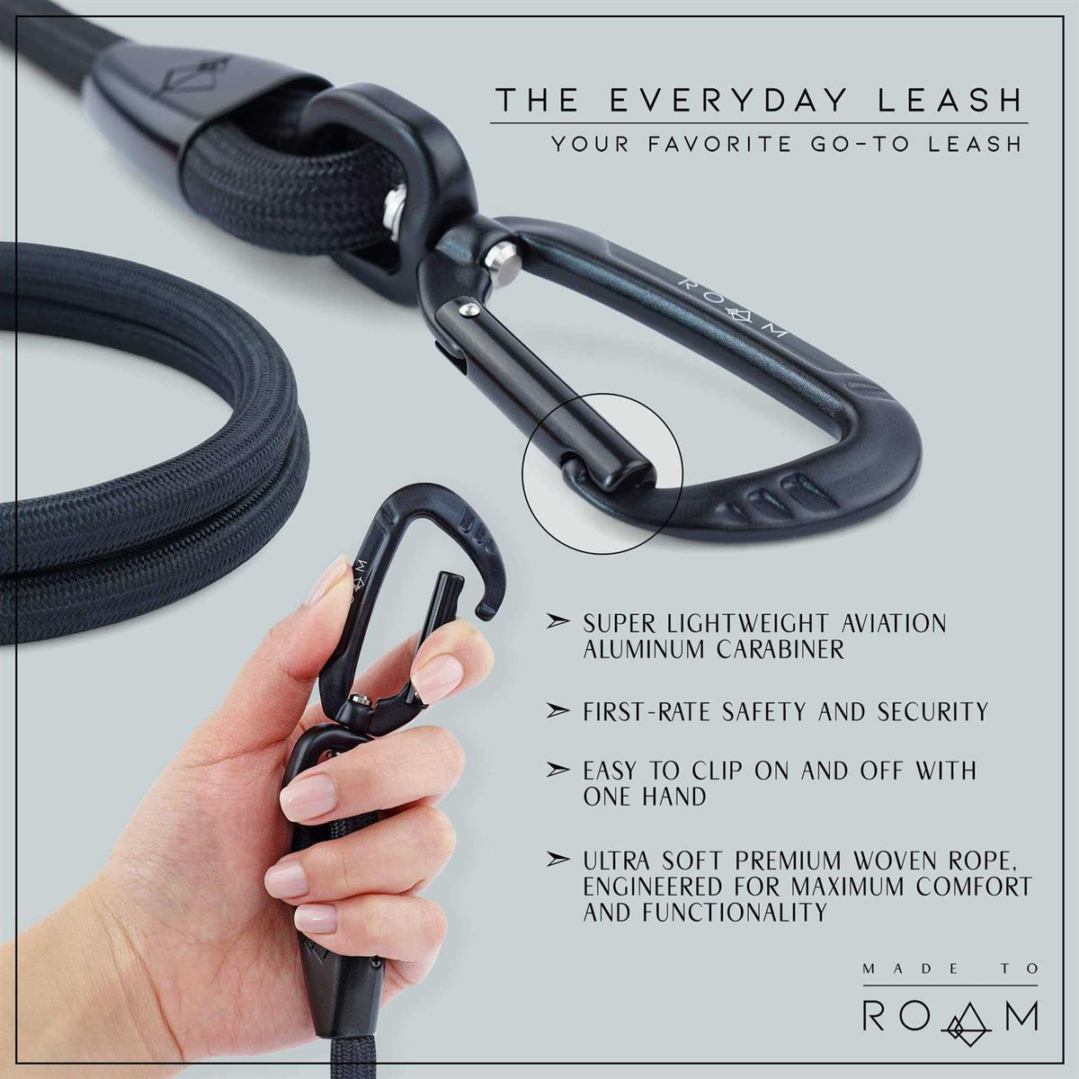 Ultra Soft Dog Leash with Aviation Aluminum Carabiner L887853