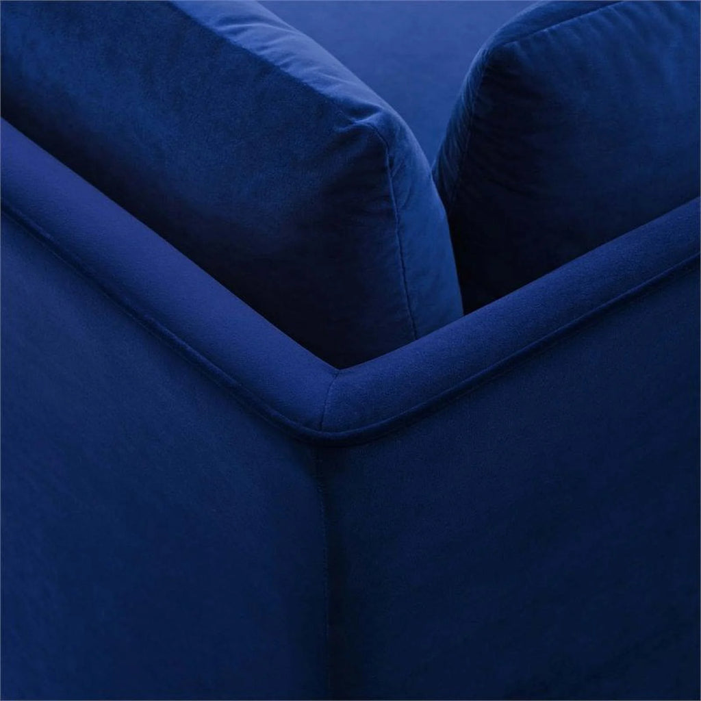 Navy Velvet Upholstered Corner Sectional Chair D60362
