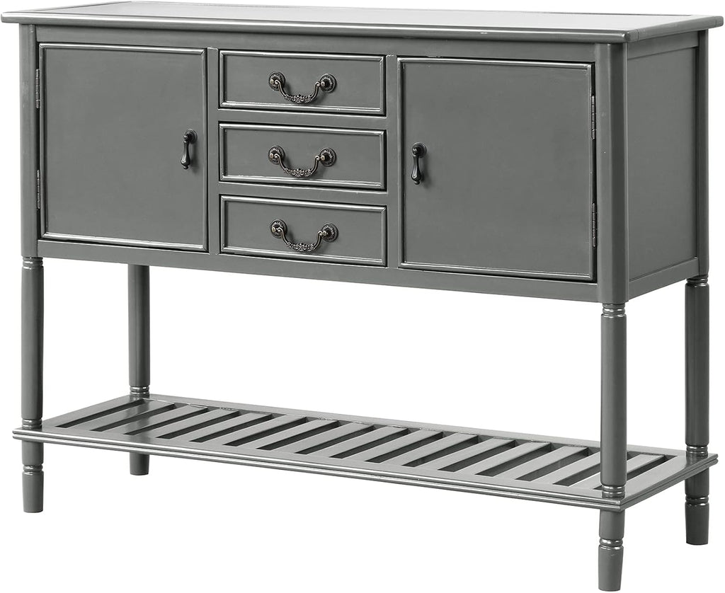 Solid Wood Console Table with 3 Drawers, 2 Cabinet and 1 Shelf N9166