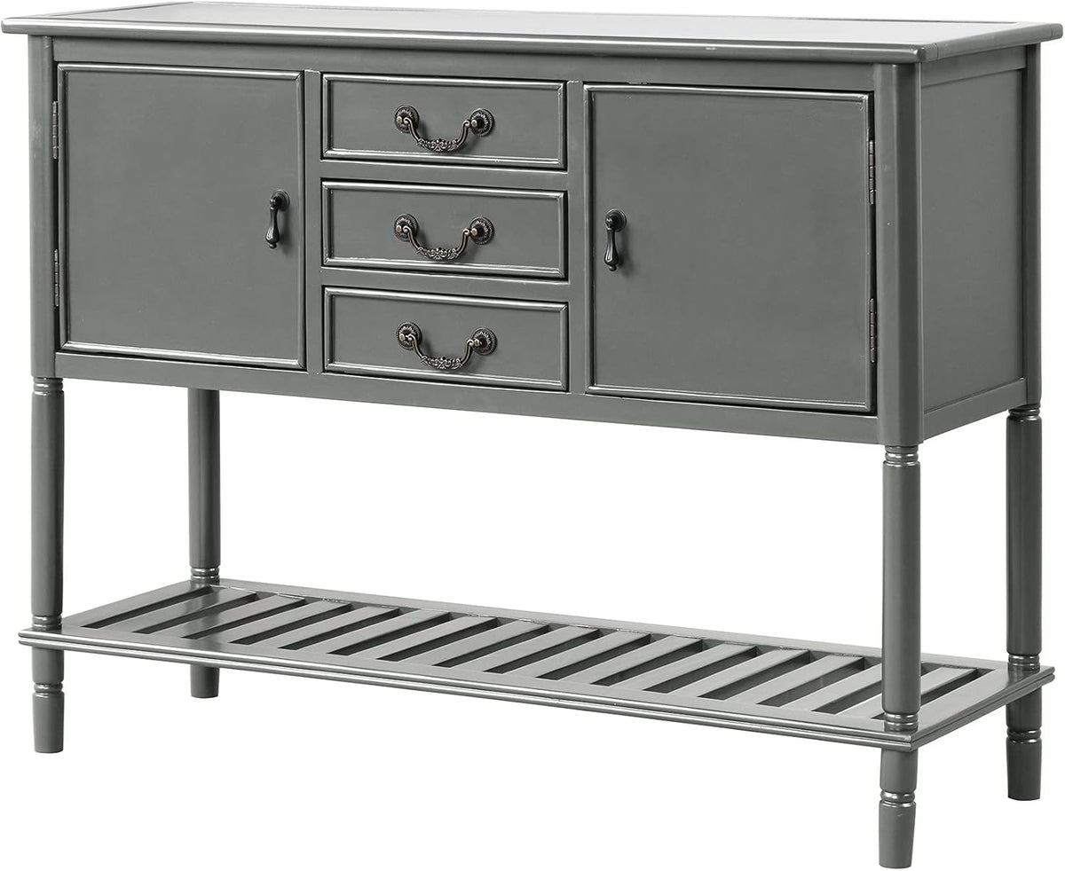 Solid Wood Console Table with 3 Drawers, 2 Cabinet and 1 Shelf N9166