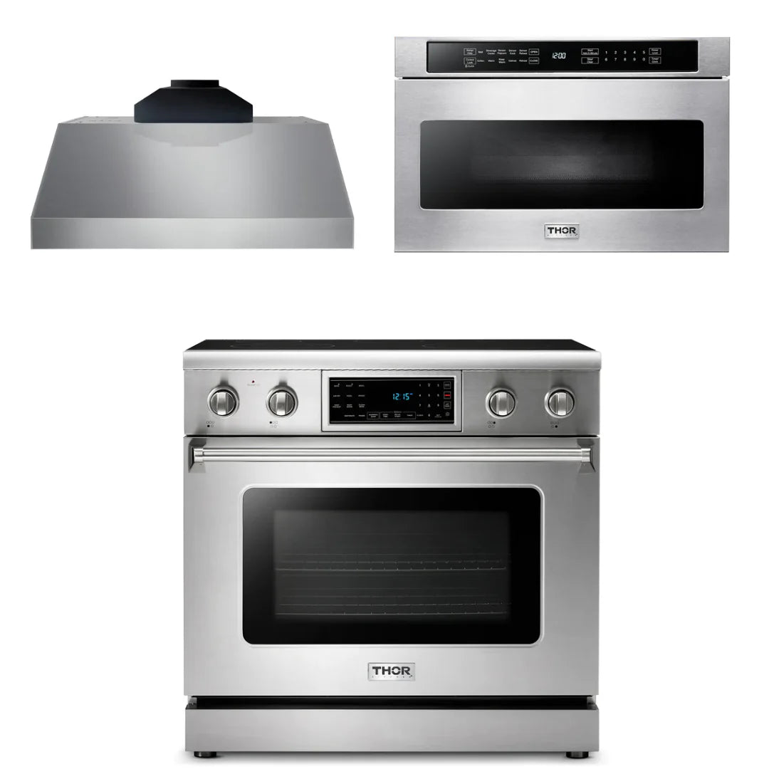 36 Electric Range, Range Hood, Microwave I682984