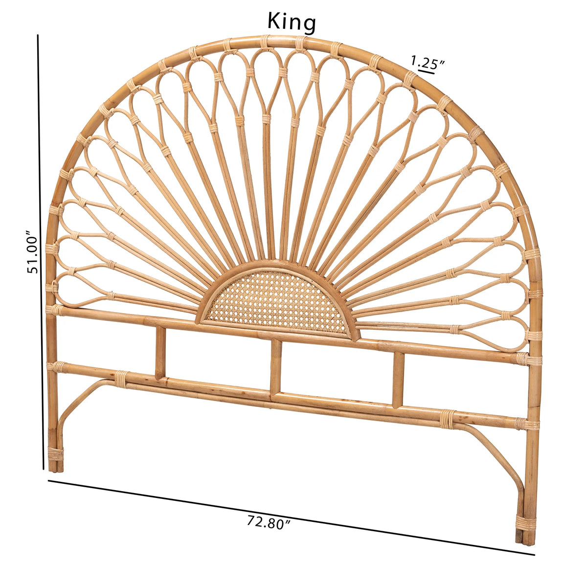 King Size Natural Brown Rattan Headboard L856838