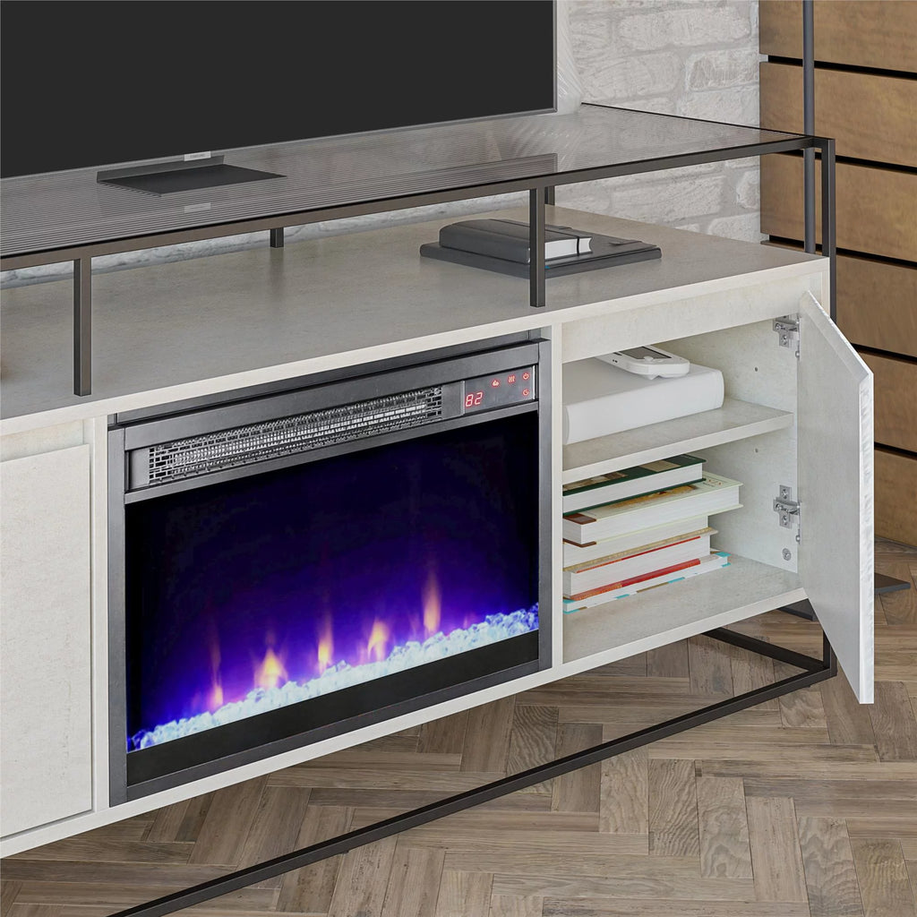 Plaster TV Stand with Electric Fireplace H718092