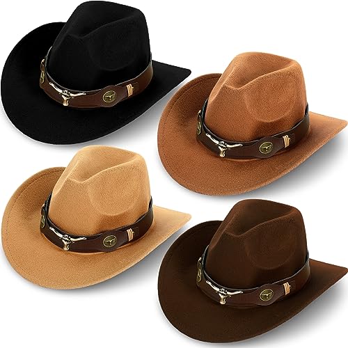 4 Pcs Felt Wide Brim Cowboy Hat D6531