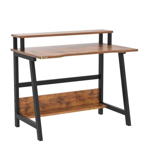 Black Compact Desk with Monitor Stand S27485