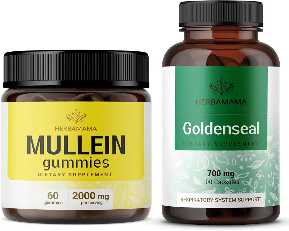 Mullein Leaf Gummies and Goldenseal Capsules 2 Pack F21814