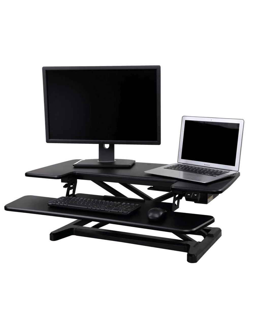 Black electric standing desk converter J148