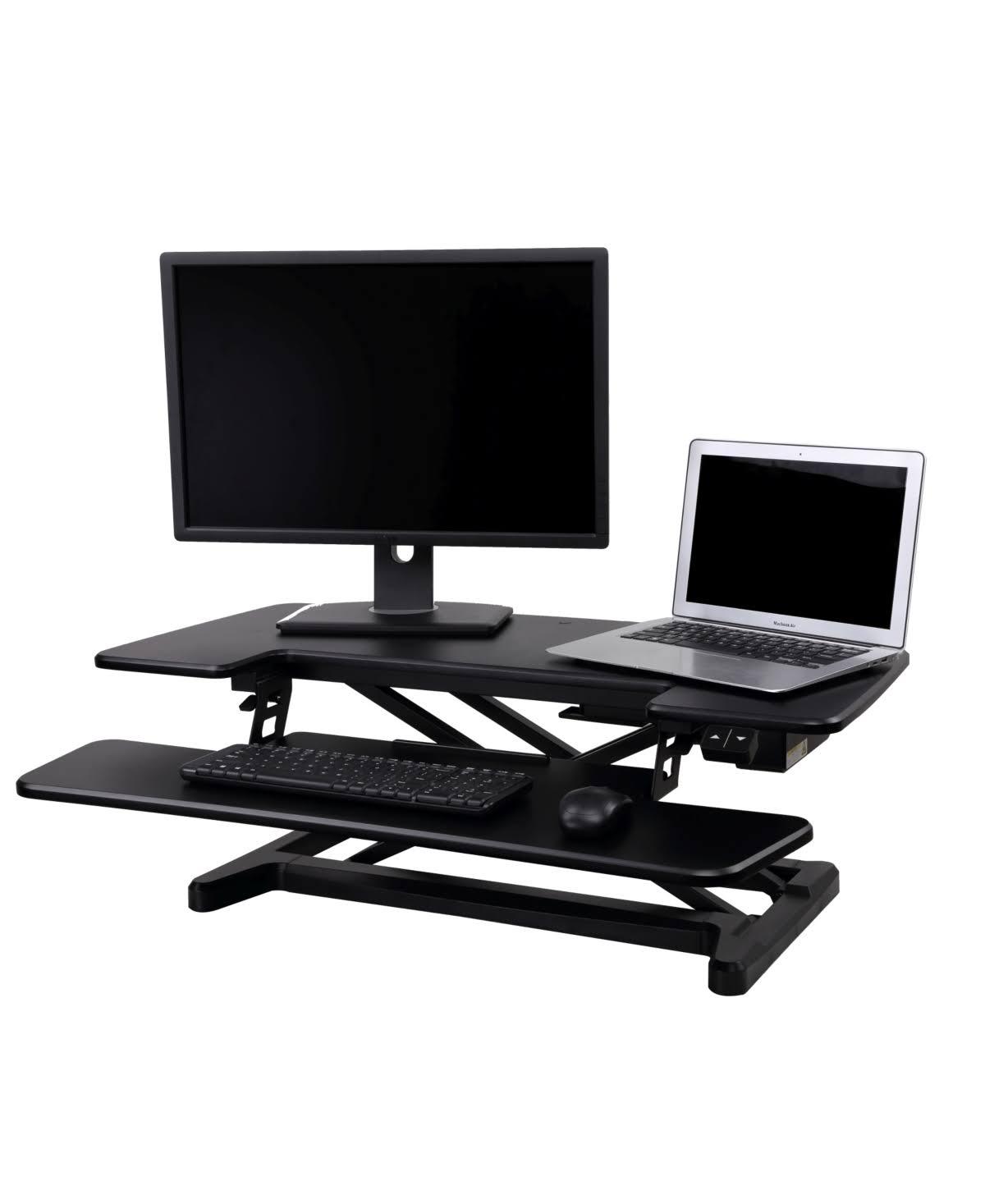 Black electric standing desk converter J148