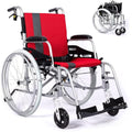 Red Lightweight Self Propelled Wheelchair with Travel Bag and Cushion S366