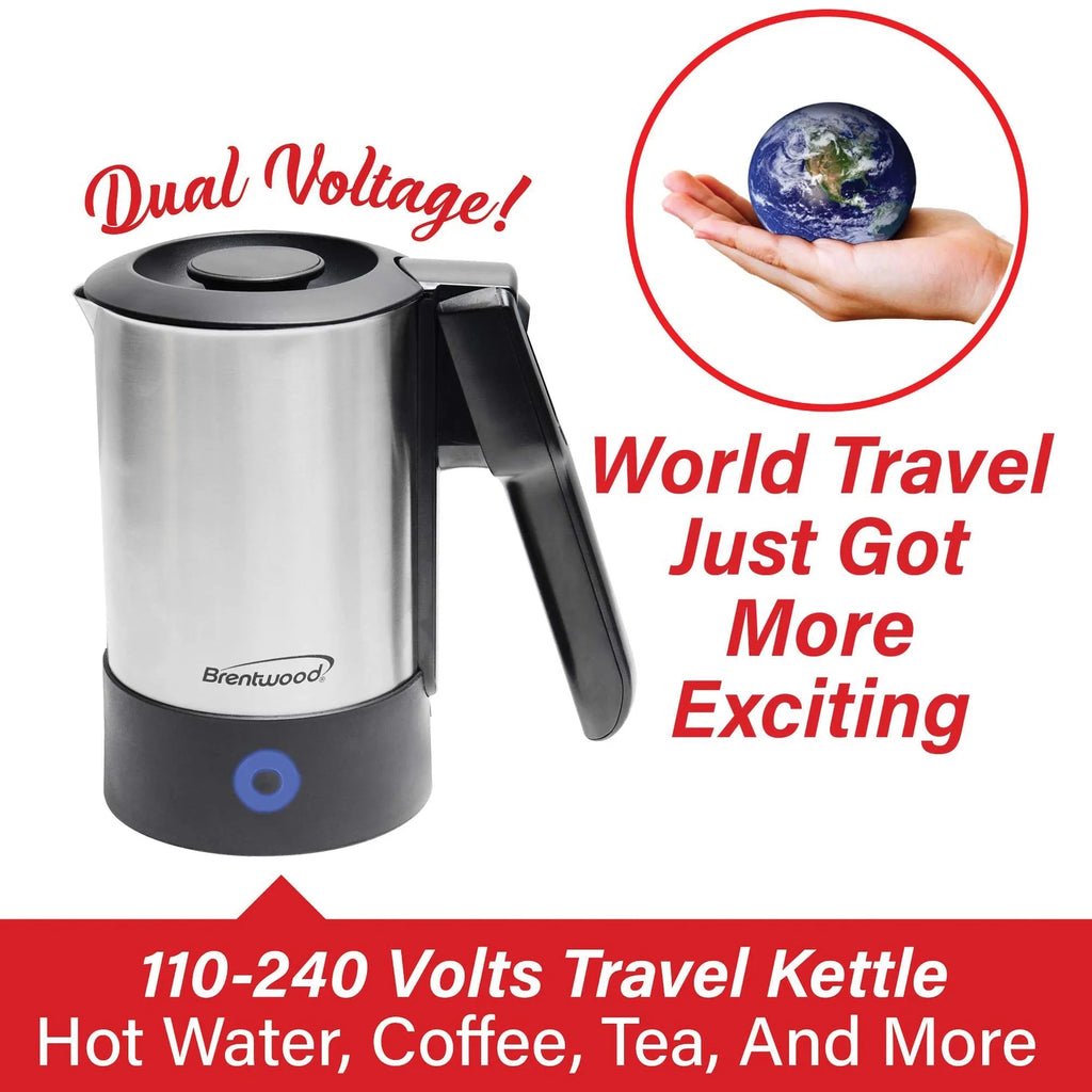 1000-Watt 20-Oz. Stainless Steel Electric Travel Kettle S788