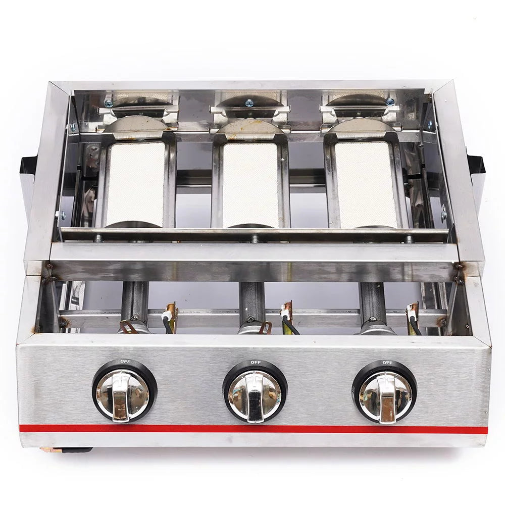 Portable Gas Grill 3-Burner Outdoor BBQ Infrared Cooker Smokeless Gas LPG Grill M744035