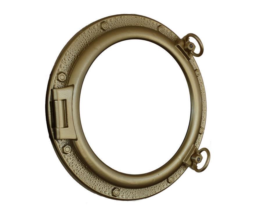 Gold Finish Decorative Ship Porthole Window 20x22 R805