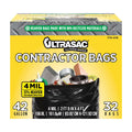 Extra Heavy Duty Contractor Bags - 42 Gallon, 4 Mil (32 Pack w/Ties) - 33" x 48" N98422