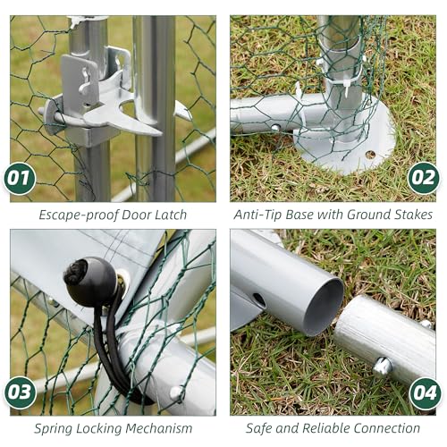 Extra Large Metal Chicken Coop Run with Cover X481