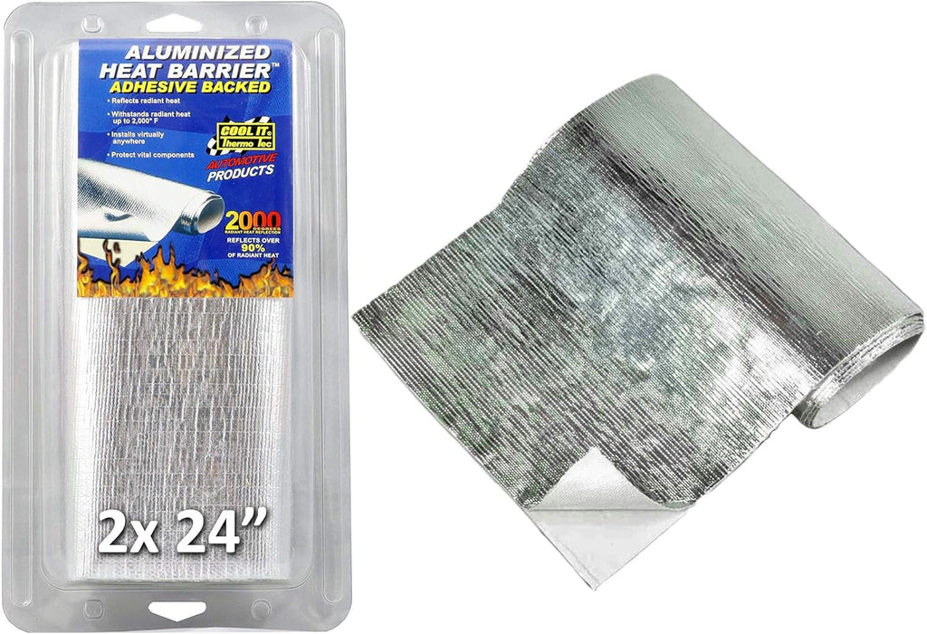 Adhesive Backed Aluminized Heat Barrier, 12" x 48" (2x 24" Sheets) Pack of 2 V76622