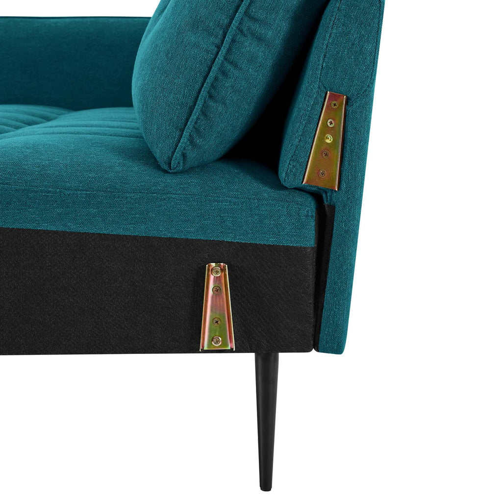 Teal Blue Tufted Fabric Sofa T374470
