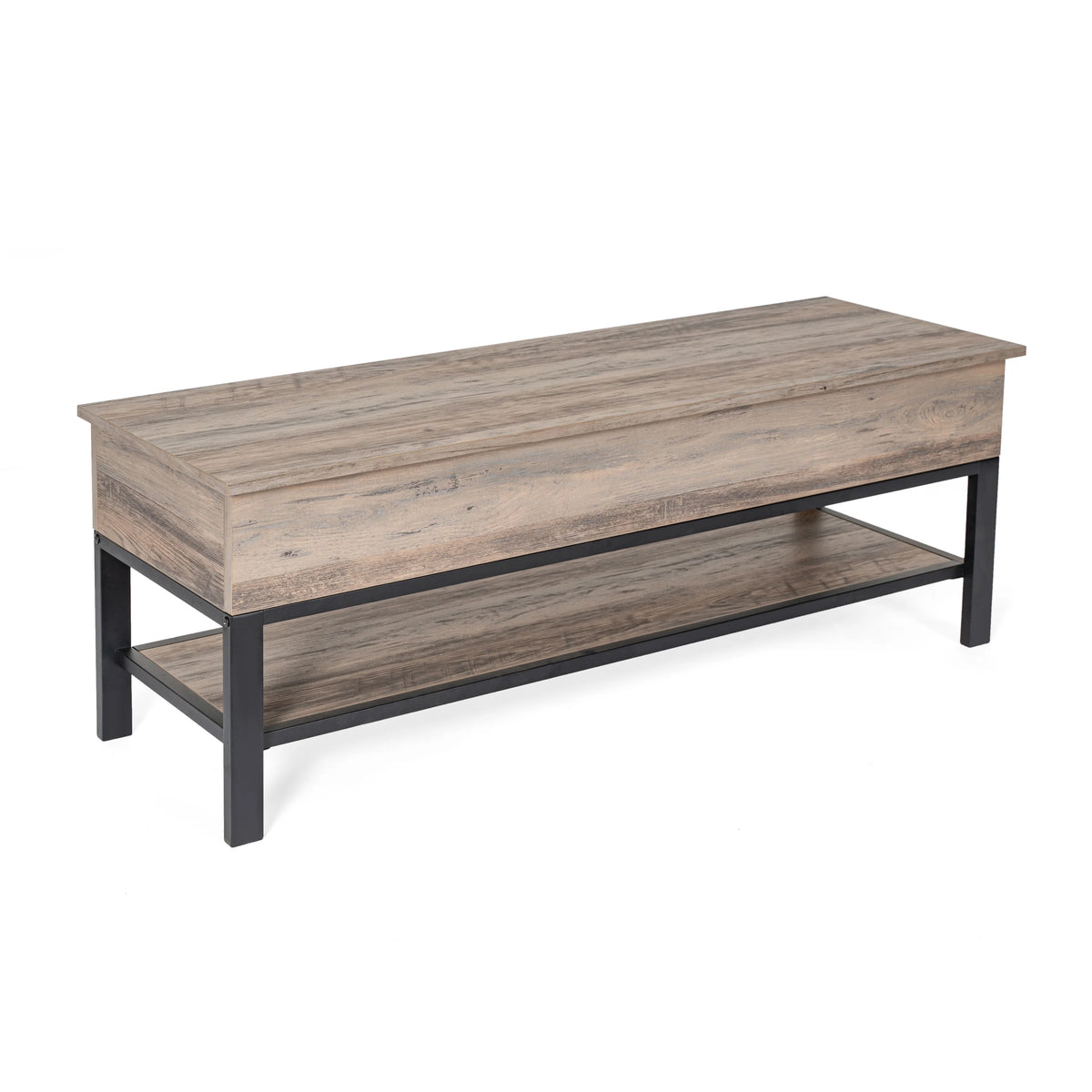 Rustic Farmhouse Entryway Bench with Storage Shelf A261