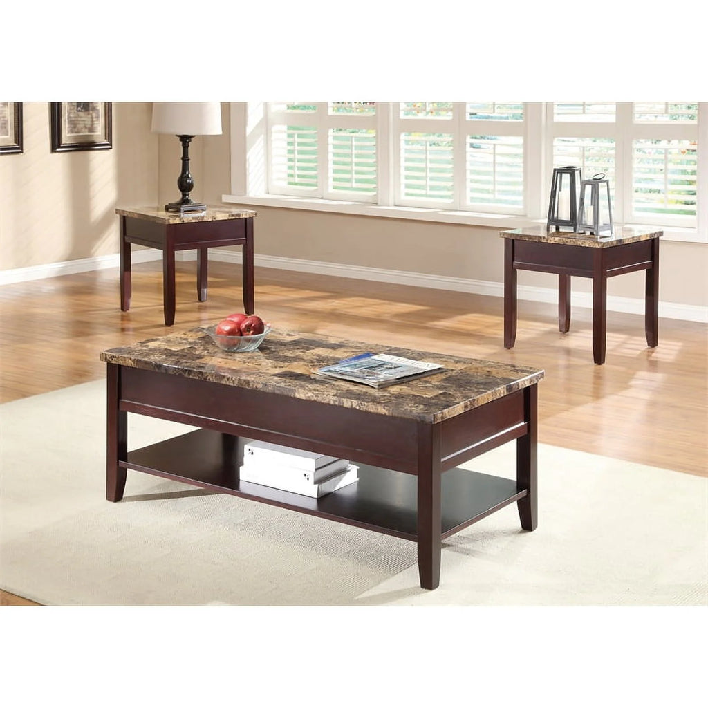 Dark Cherry Faux Marble Top End Table K52641