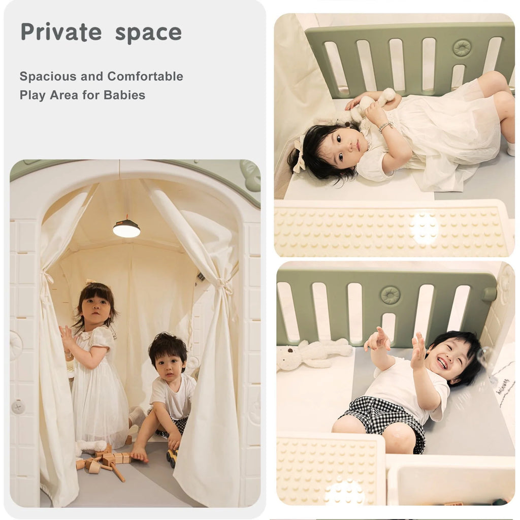 Kids Indoor/Outdoor Playhouse with Storage Box and Building Blocks Q940