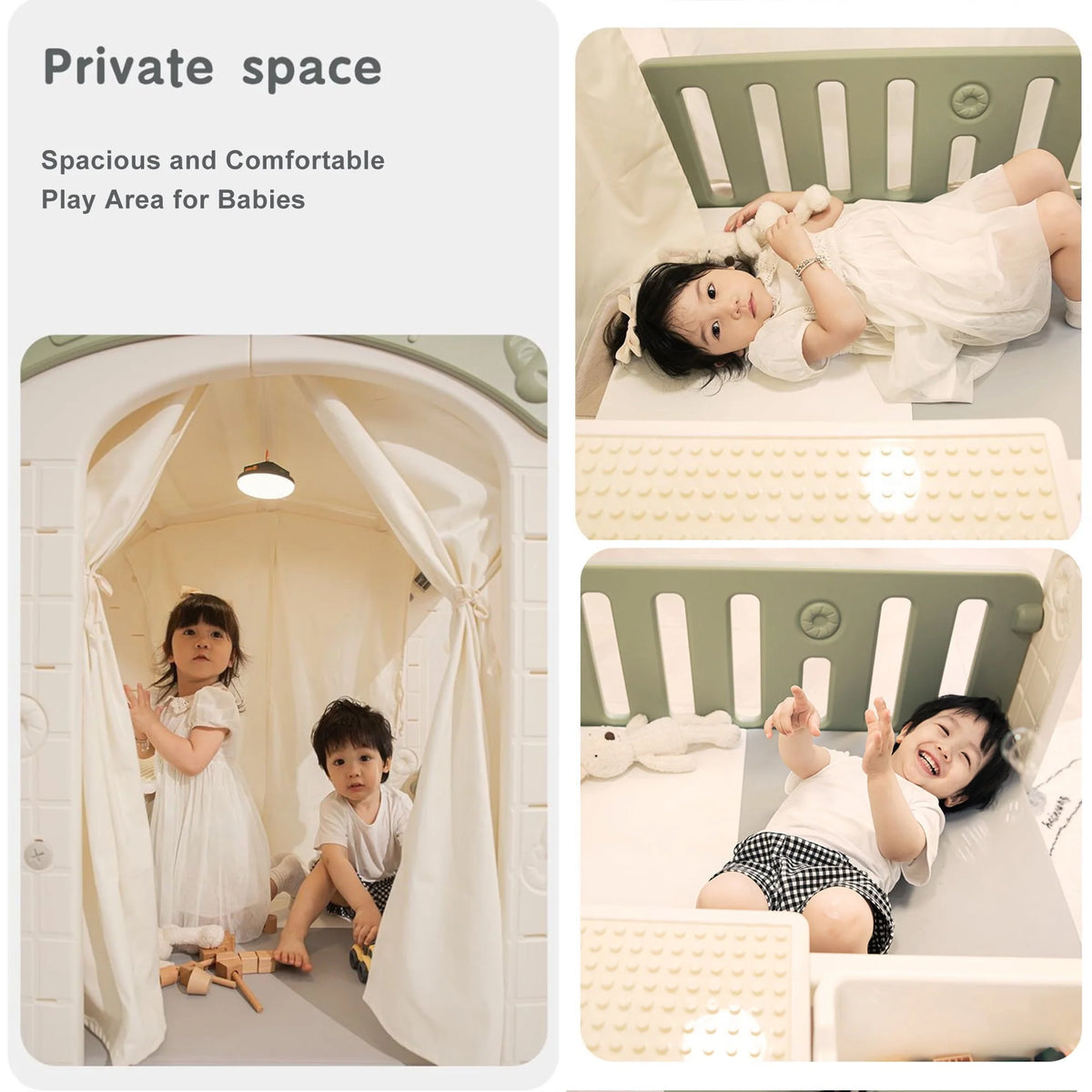 Kids Indoor/Outdoor Playhouse with Storage Box and Building Blocks Q940